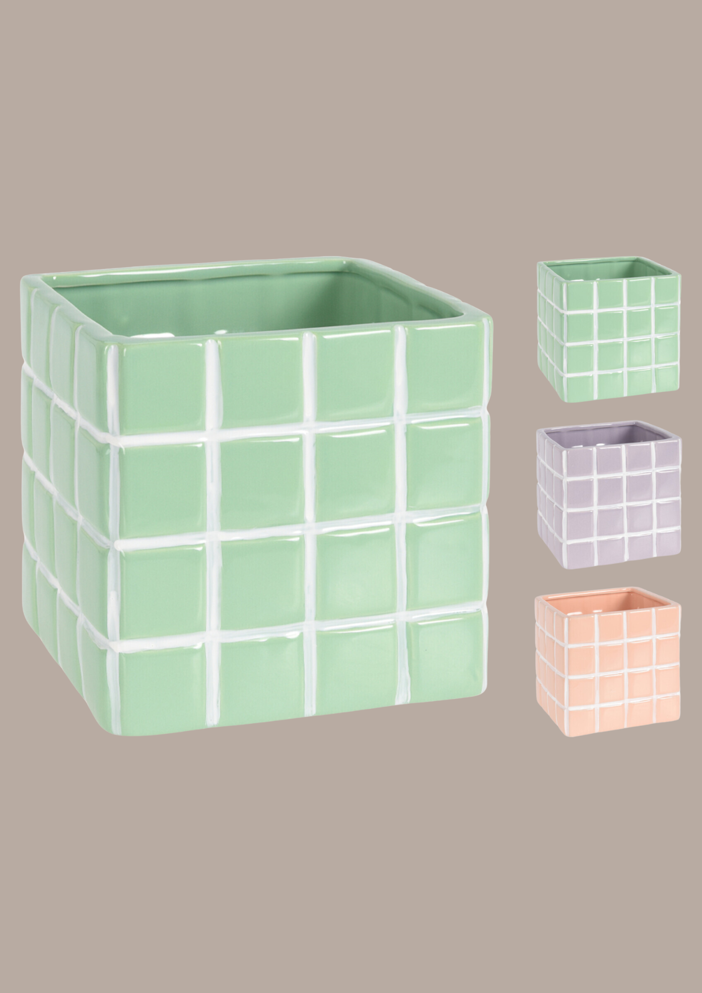 Geblokte pot 3 kleuren